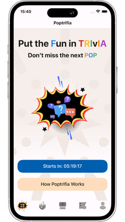 Poptrifia mobile app - home screen