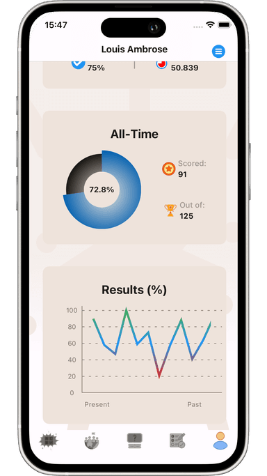 Poptrifia mobile app - bottom half of profile screen
