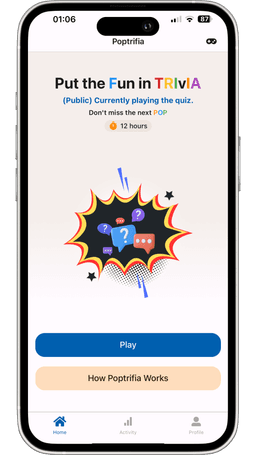 Poptrifia mobile app - home screen